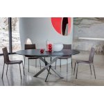 Стол BARONE (01.92) G093 хром/С150 э-бел. гл. стекло, L021алюм.вставка АКЦИЯ!!!