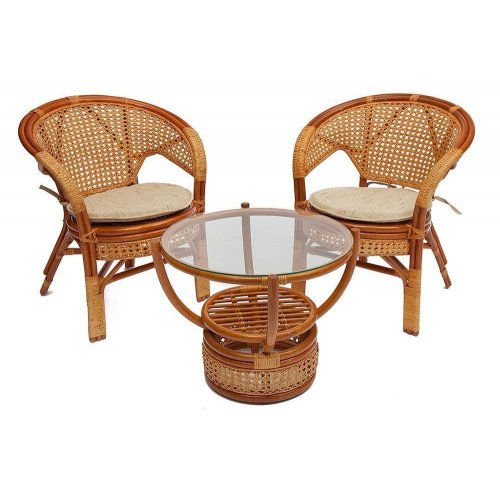 Комплект PELANGI  02/15 ( стол со стеклом + 4 кресла ) [без подушек]