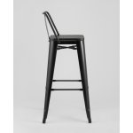 Стул барный TOLIX WOOD со спинкой черный глянцевый