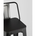 Стул барный TOLIX WOOD со спинкой черный глянцевый