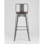 Стул барный TOLIX WOOD со спинкой серебристый матовый