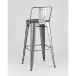 Стул барный TOLIX WOOD со спинкой серебристый матовый