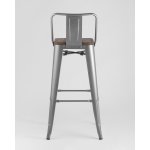 Стул барный TOLIX WOOD со спинкой серебристый матовый
