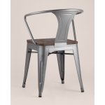 Стул TOLIX ARM WOOD с подлокотниками серебристый