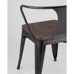 Стул TOLIX ARM WOOD с подлокотниками черный