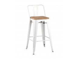 Стул полубарный TOLIX WOOD со спинкой белый глянцевый