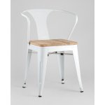 Стул TOLIX ARM WOOD с подлокотниками белый