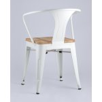 Стул TOLIX ARM WOOD с подлокотниками белый