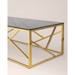 Журнальный стол 120*60 АРТ ДЕКО стекло smoke сталь золото