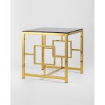 Журнальный столик 55*55 БРУКЛИН стекло smoke сталь золото