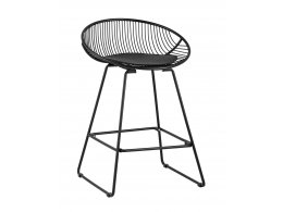 Стул полубарный UFO черный с черной подушкой