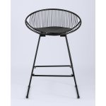 Стул полубарный UFO черный с черной подушкой