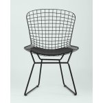Стул обеденный Bertoia черный с черной подушкой