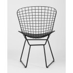 Стул обеденный Bertoia черный с черной подушкой