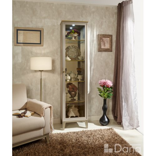 PALMARI P5210=ВИТРИНА 1 ДВ. С ЗЕРКАЛОМ ПОЛКИ СТЕКЛО 4 ШТ