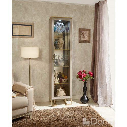 PALMARI P5290=ВИТРИНА 1 ДВ. С ЗЕРКАЛОМ ПОЛКИ СТЕКЛО 4 ШТ НА МЕТАЛЛИЧЕСКИХ НОЖКАХ