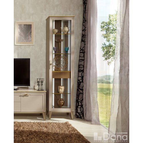 PALMARI P5340=ВИТРИНА 1 ДВ. БЕЗ ЗЕРКАЛА ПОЛКИ СТЕКЛО 4 ШТ