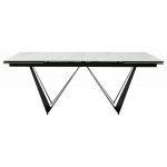 Стол RIETI 200 KL-99 Белый мрамор матовый, итальянская керамика / черный каркас М-City