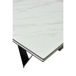 Стол RIETI 200 KL-99 Белый мрамор матовый, итальянская керамика / черный каркас М-City