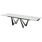 Стол RIETI 200 KL-99 Белый мрамор матовый, итальянская керамика / черный каркас М-City