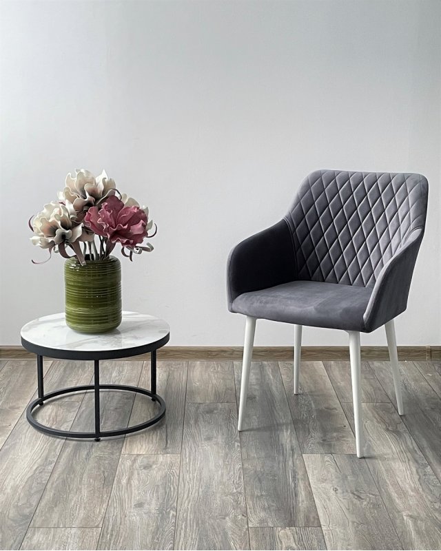 Стул BRANDY-X СЕРЫЙ #27 / белый каркас, велюр М-City