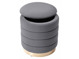 Пуф для гостиной ФРЕД серый #27, велюр / золотой каркас М-City