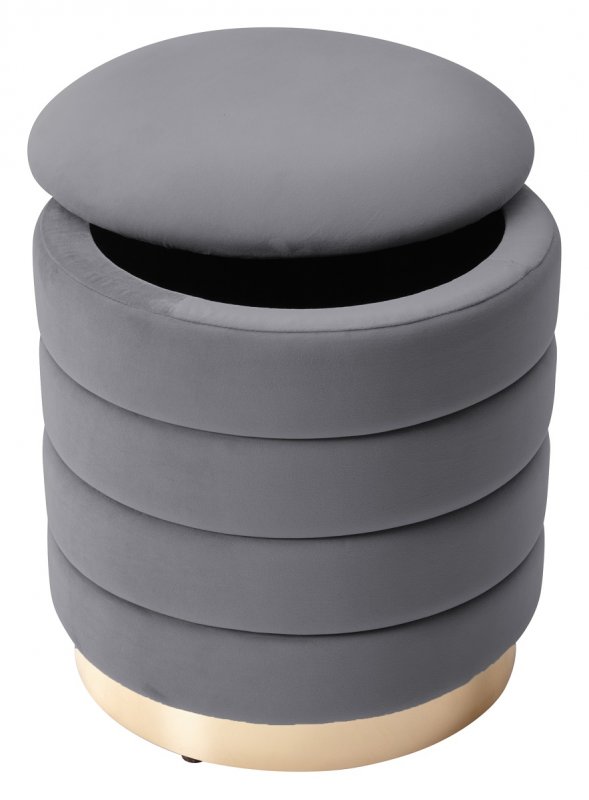 Пуф для гостиной ФРЕД серый #27, велюр / золотой каркас М-City