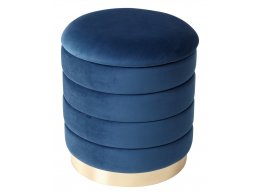 Пуф для гостиной ФРЕД синий #29, велюр / золотой каркас М-City