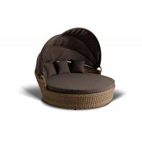 Стильяно плетеная кровать круглая, цвет соломенный