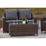 Кон Панна диван из искусственного ротанга двухместный, коричневый