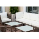 Касабланка столик кофейный стеклянный, каркас из алюминия