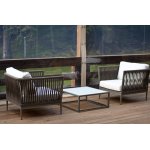 Касабланка столик кофейный стеклянный, каркас из алюминия