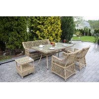 Катания обеденная группа плетеная, цвет соломенный