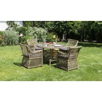 Доппио обеденная группа плетеная, цвет соломенный