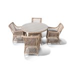 Доппио обеденная группа плетеная, цвет соломенный