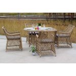 Доппио обеденная группа плетеная, цвет соломенный