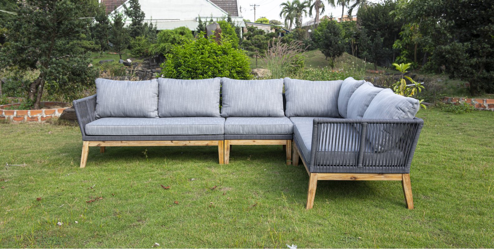 Барселона модульная лаунж-зона плетеная из роупа, каркас из акации