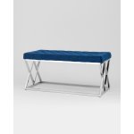 Банкетка ИНСИГНИЯ велюр синий сталь серебро