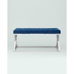 Банкетка ИНСИГНИЯ велюр синий сталь серебро