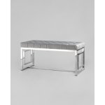 Банкетка-скамейка БРУКЛИН велюр серый сталь серебро