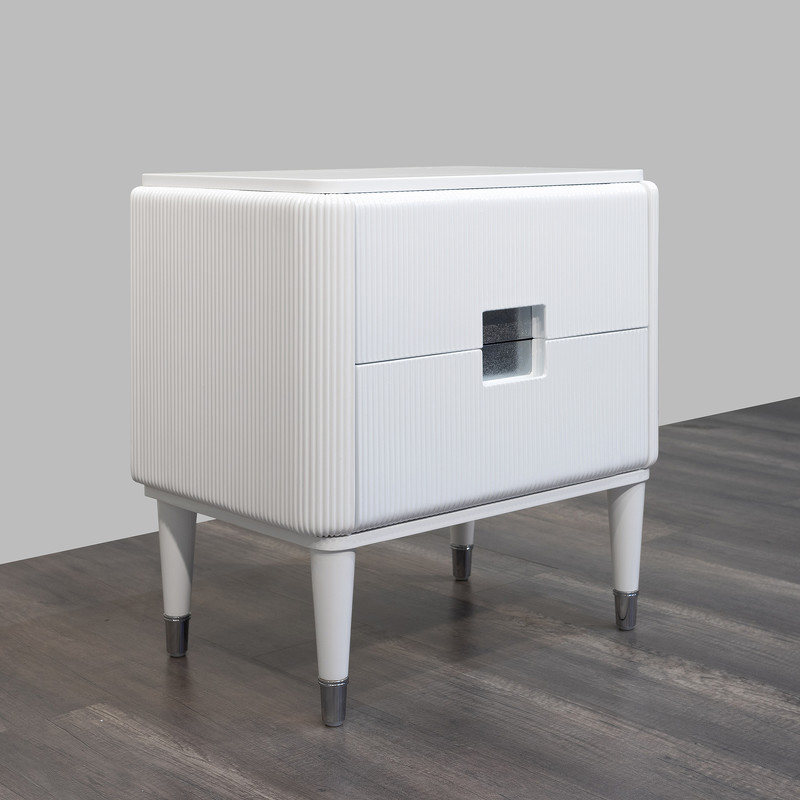 Прикроватная тумбочка RIMINI отделка белый глянцевый лак, ручки хром, FRATELLI BARRI 
