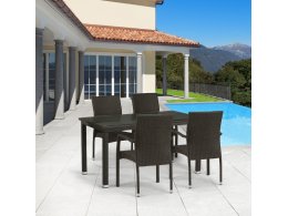 Комплект плетеной мебели T256A/YC379A-W53 Brown (4+1) + подушки на стульях