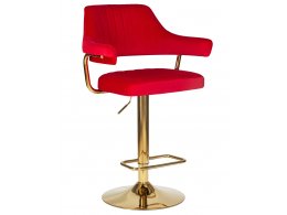 Стул барный DOBRIN CHARLY GOLD (красный велюр (MJ9-45))