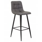 Стул барный DOBRIN NICOLE (черные матовые ножки, серая антрацитовая винтажная экокожа (RU-08))