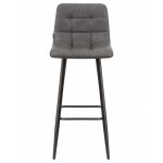 Стул барный DOBRIN NICOLE (черные матовые ножки, серая антрацитовая винтажная экокожа (RU-08))