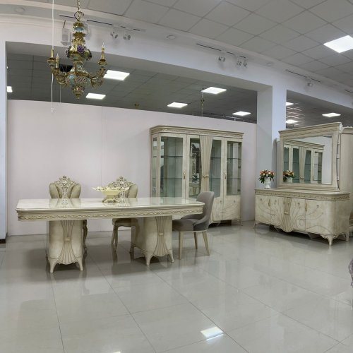 МАГНОЛИЯ Комплект гостиной (Витрина, Комод, Стол, 4 стула, 2 кресла)