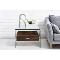 Стол журнальный F-GW608  прозрачный/коричневый