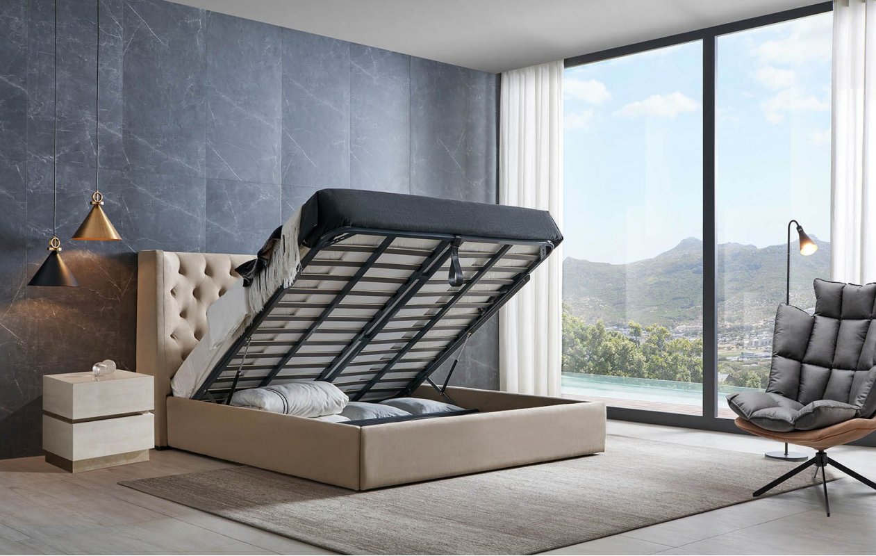 Кровать GC1726 (160-200) бежевый FA272-01с ящиком для белья