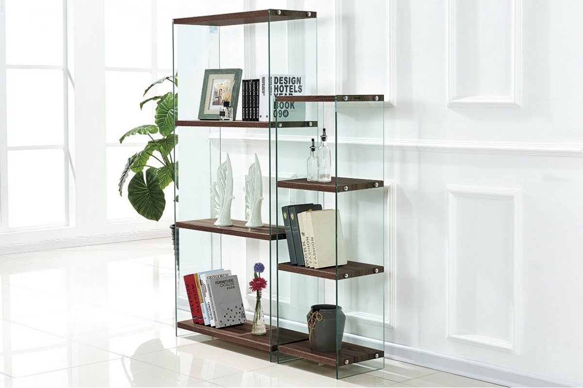 Стеллаж F-049-125H  прозрачный/коричневый