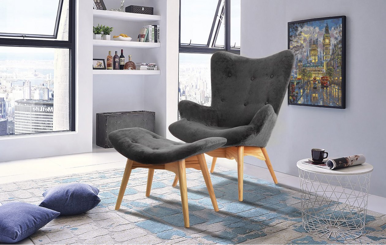 Кресло DС-917 цвет графит HE 492-10  ноги ясень-01